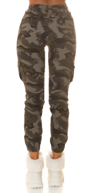 Hoge taille cargo jeans leger-kleurig look camouflage